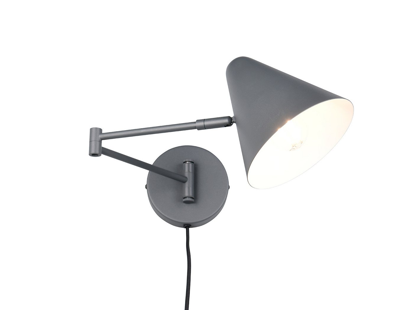 TRIO Leuchten LED Wandleuchte mit Schalter, Stecker & Kabel, Höhe 16cm, dimmbar, LED wechselbar, Warmweiß, Schwenkarm Ausladung max. 54cm, Wandlampe, Leselampe inkl. E14 LED Bild 3