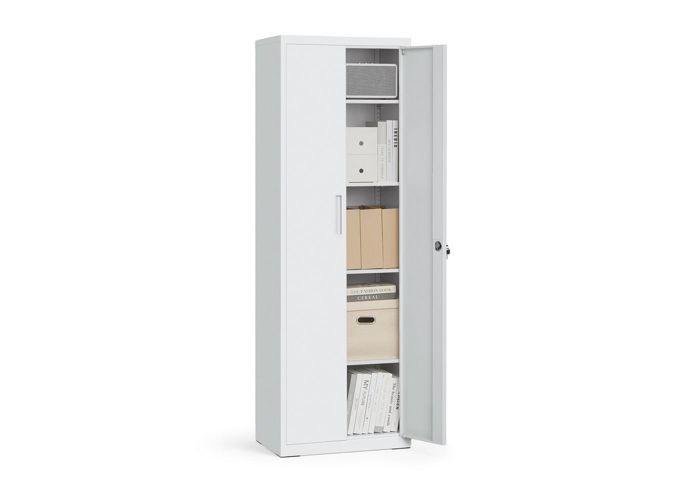 SONGMICS Aktenschrank 5 Ebenen, Mehrzweckschrank Metall, 60/80 x 180 x 40 cm Werkzeugschrank, abschließbar, verstellbare Ablagen, Doppeltüren Bild 4