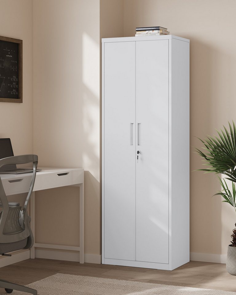 SONGMICS Aktenschrank 5 Ebenen, Mehrzweckschrank Metall, 60/80 x 180 x 40 cm Werkzeugschrank, abschließbar, verstellbare Ablagen, Doppeltüren Bild 5