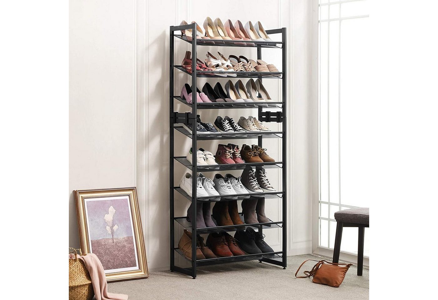 SONGMICS Schuhregal Schuh-Organizer, Schuhständer für Flur, Schuhregal aus Metallgewebe mit 5 Ebenen, 74 x 104 x 30,7 cm Bild 2