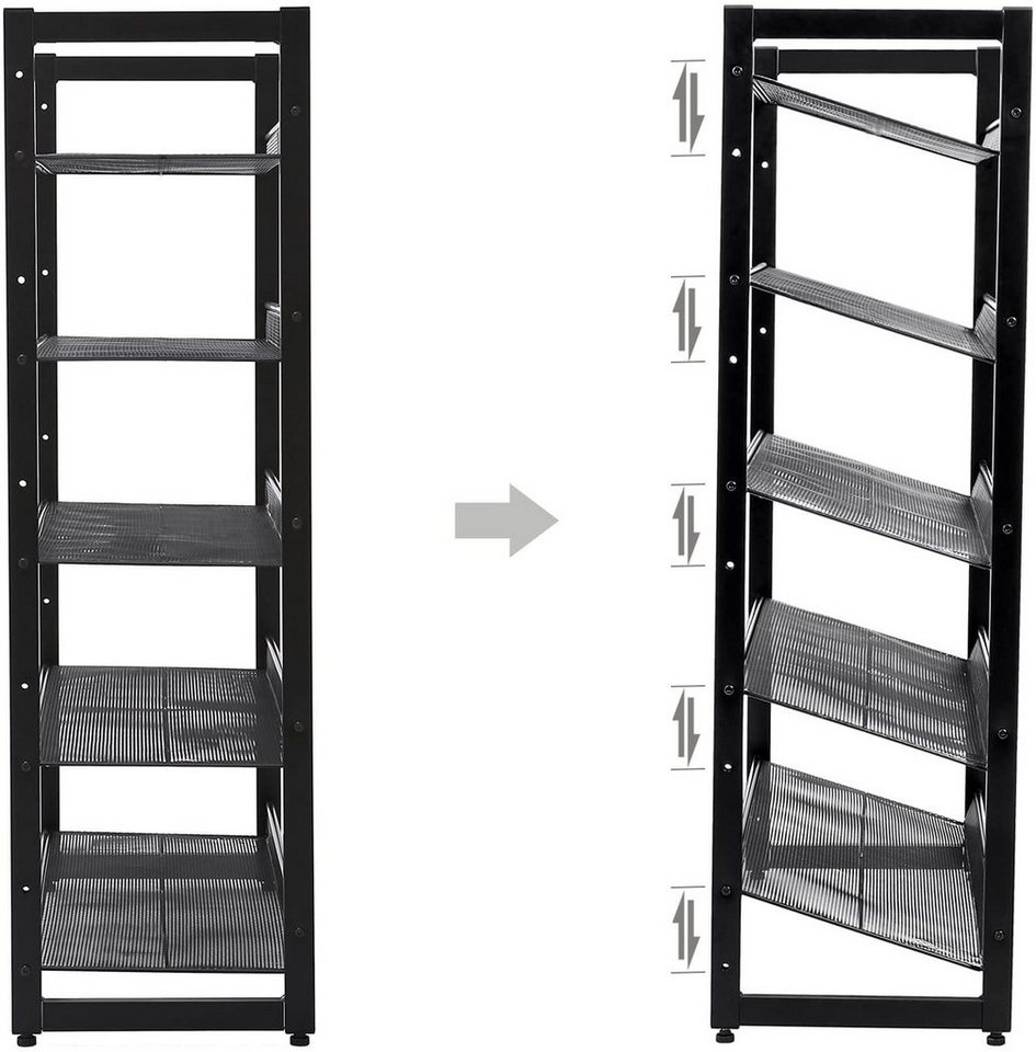 SONGMICS Schuhregal Schuh-Organizer, Schuhständer für Flur, Schuhregal aus Metallgewebe mit 5 Ebenen, 74 x 104 x 30,7 cm Bild 3