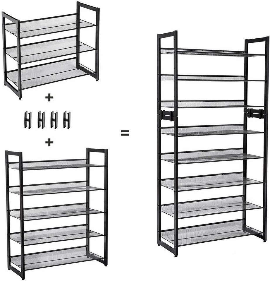 SONGMICS Schuhregal Schuh-Organizer, Schuhständer für Flur, Schuhregal aus Metallgewebe mit 5 Ebenen, 74 x 104 x 30,7 cm Bild 5
