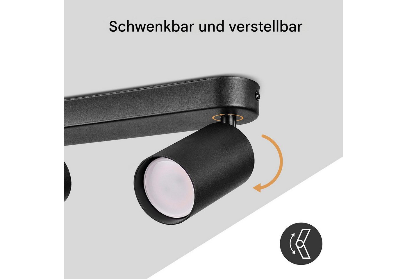 STANBOW Deckenstrahler LED-Deckenstrahler 1/3 Fassung GU10 Deckenleuchte 350° drehbar, ohne Leuchtmittel, Warmweiß, Tageslichtweiß, Einfache Installation,warmweiß,2 Befestigungsmöglichkeiten, Büro 2St. Bild 2