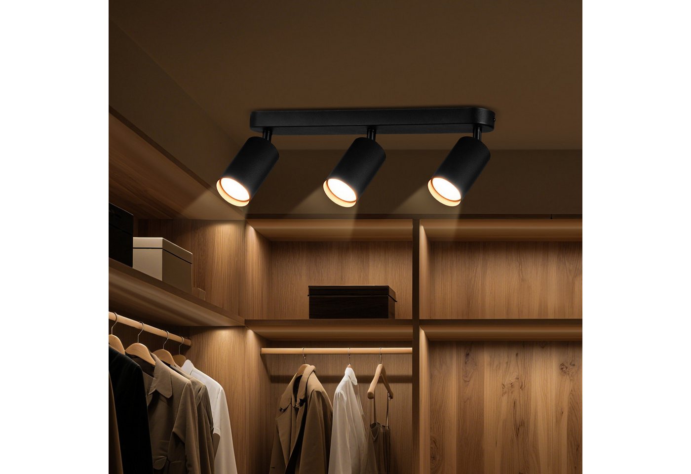 STANBOW Deckenstrahler LED-Deckenstrahler 1/3 Fassung GU10 Deckenleuchte 350° drehbar, ohne Leuchtmittel, Warmweiß, Tageslichtweiß, Einfache Installation,warmweiß,2 Befestigungsmöglichkeiten, Büro 2St. Bild 3