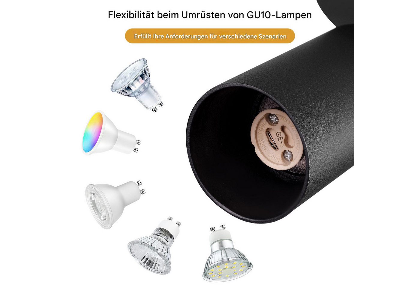 STANBOW Deckenstrahler LED-Deckenstrahler 1/3 Fassung GU10 Deckenleuchte 350° drehbar, ohne Leuchtmittel, Warmweiß, Tageslichtweiß, Einfache Installation,warmweiß,2 Befestigungsmöglichkeiten, Büro 2St. Bild 5