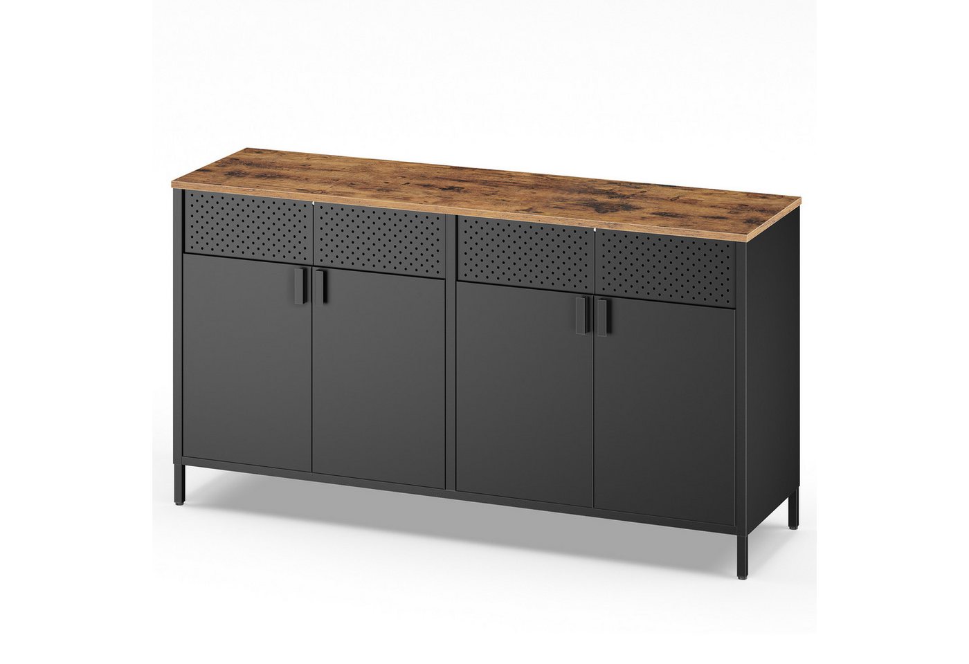 SONGMICS Aktenschrank Metallschrank, Aufbewahrungsschrank, mit 4 Türen, Magnetverschluss verstellbarer Einlegeboden, Stahlgestell, 40 x 141 x 76 cm Bild 3