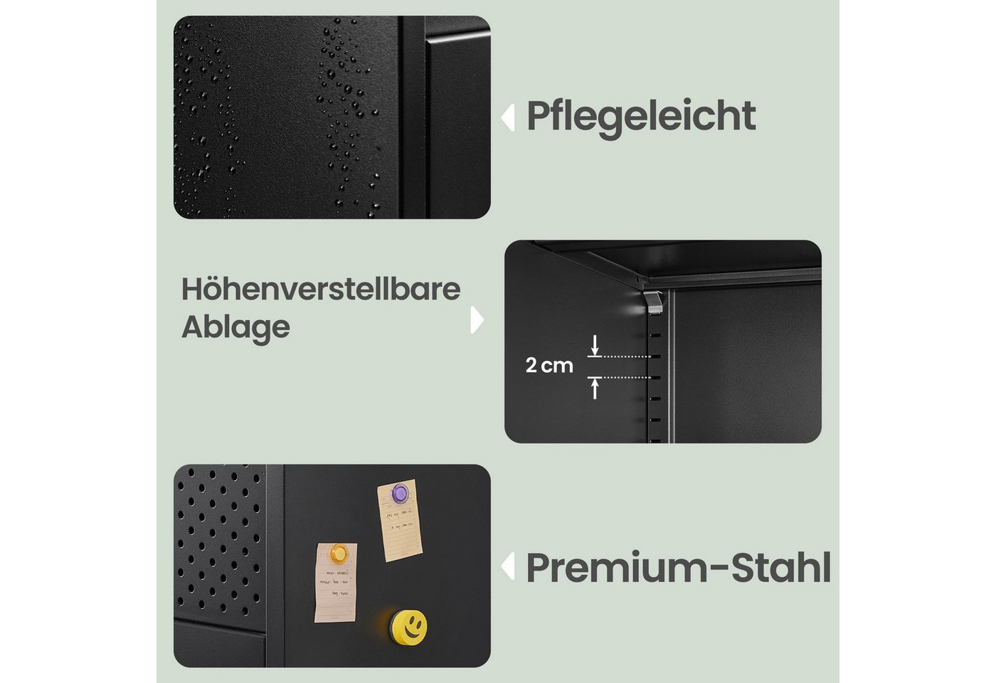 SONGMICS Aktenschrank Metallschrank, Aufbewahrungsschrank, mit 4 Türen, Magnetverschluss verstellbarer Einlegeboden, Stahlgestell, 40 x 141 x 76 cm Bild 5