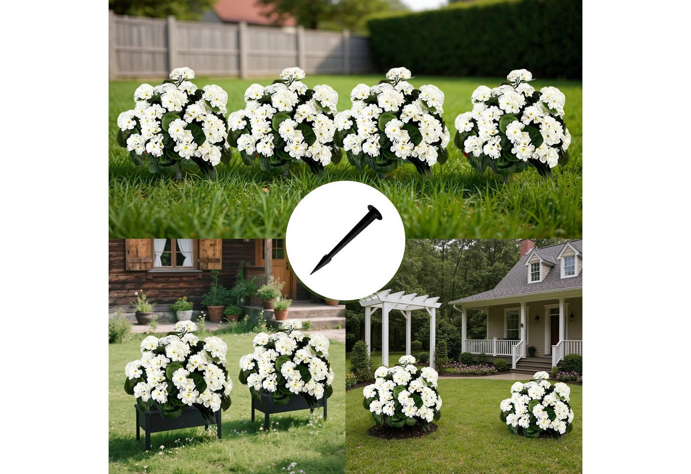 Kunstpflanze 2 Stück Künstliche Silk Blumen mit Gartenstecker, GarveeMore Bild 2