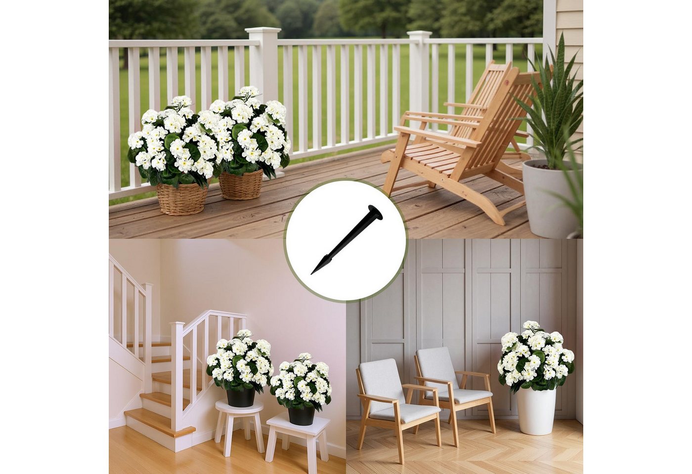 Kunstpflanze 2 Stück Künstliche Silk Blumen mit Gartenstecker, GarveeMore Bild 3