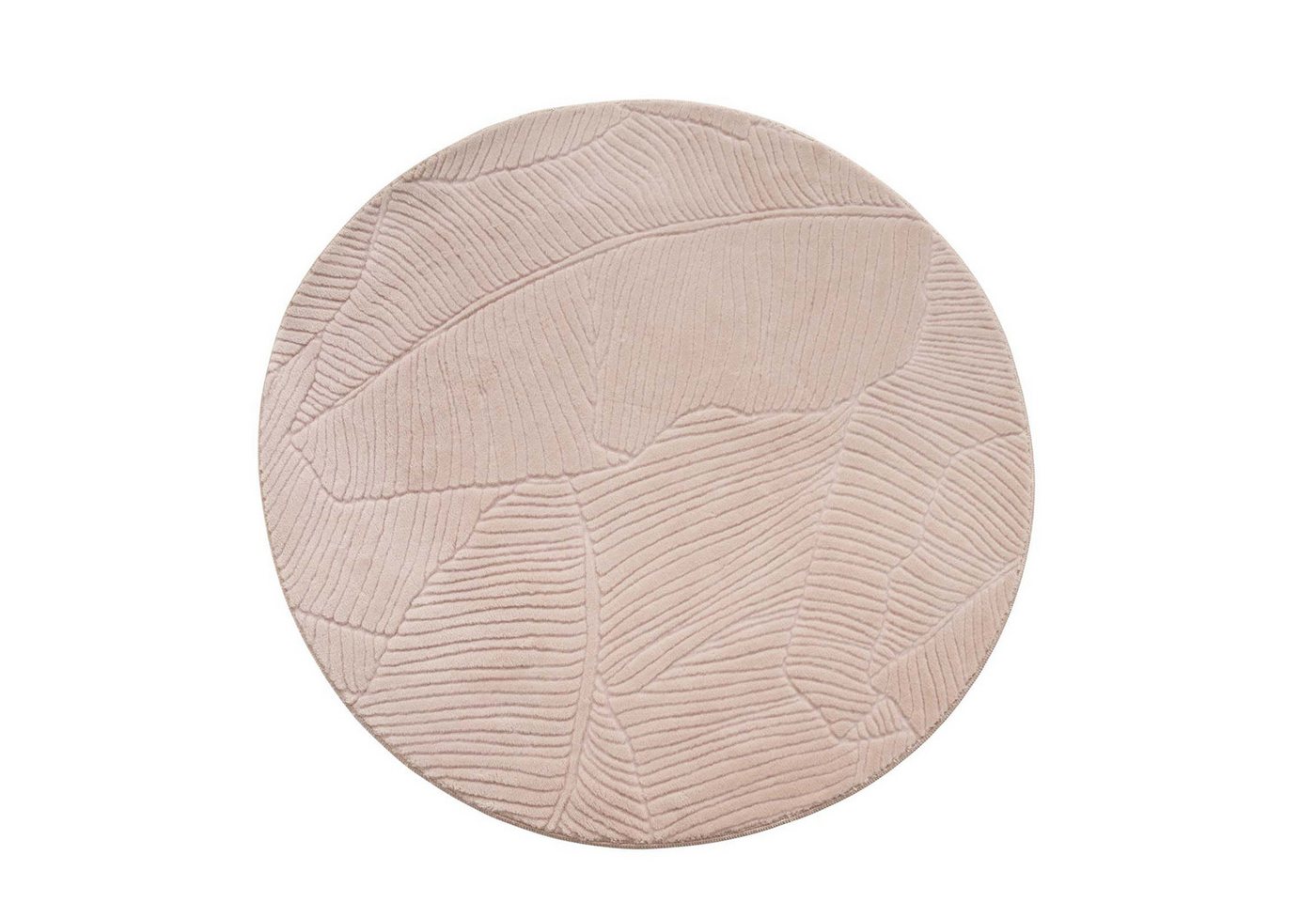 TaCa Home Teppich Kurzflor Teppich Hasenfell Optik, rund, Höhe: 10 mm, Wohnzimmer, Kinderzimmer, Esszimmer, Blätter Beige - 80 x 80 cm rund Bild 2