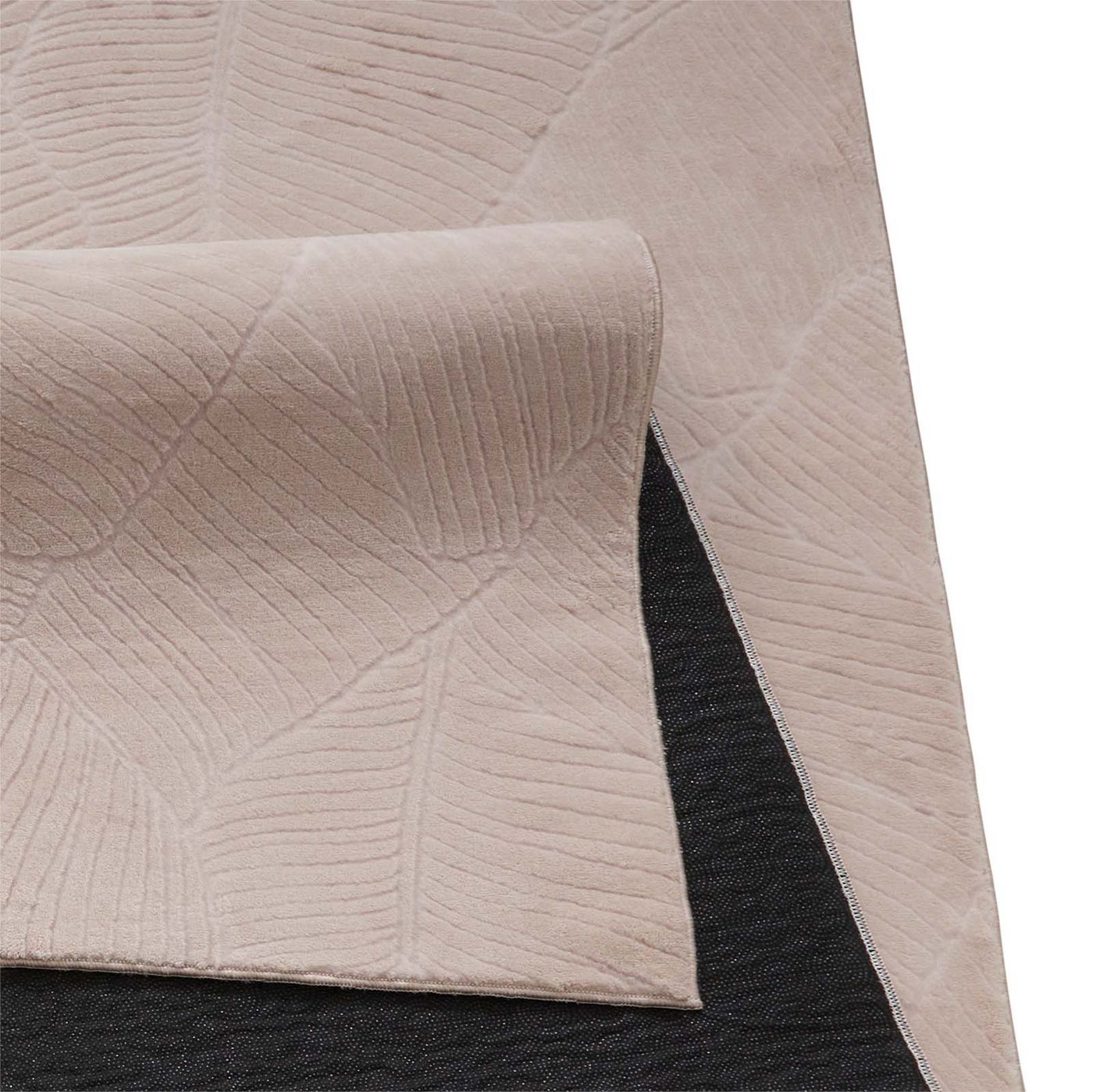 TaCa Home Teppich Kurzflor Teppich Hasenfell Optik, rund, Höhe: 10 mm, Wohnzimmer, Kinderzimmer, Esszimmer, Blätter Beige - 80 x 80 cm rund Bild 5