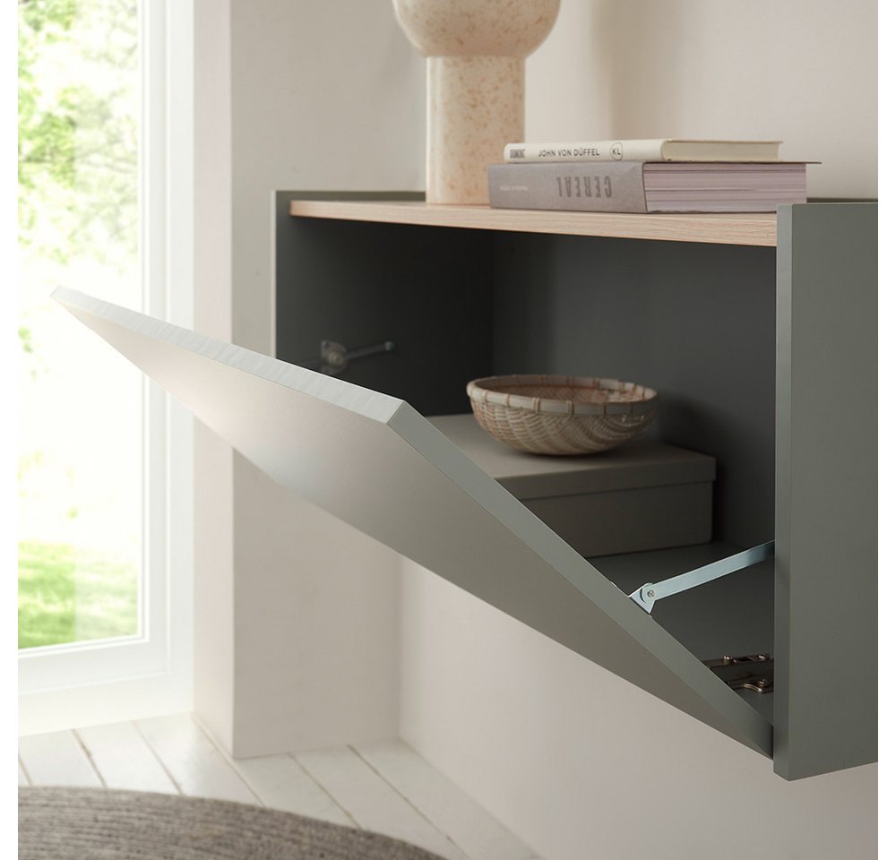 Lomadox Hängeschrank CRISP-61 grün mit Eiche Nb., grifflos, 1 Klappe, 100 cm breit Bild 4