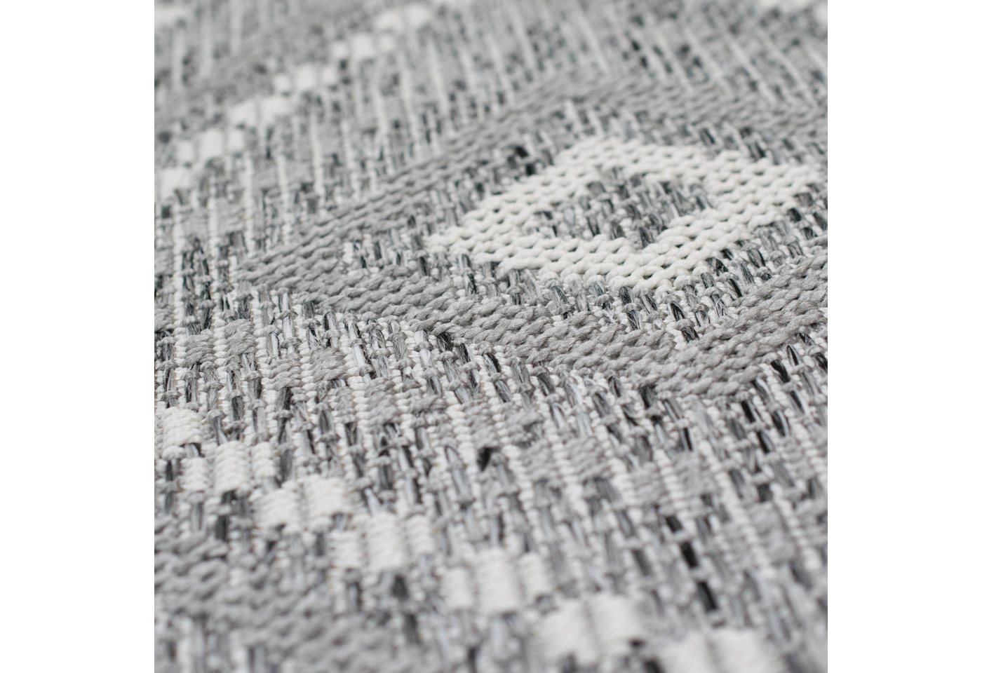 Carpetia Outdoorteppich In- & Outdoor Teppich Sisal Wohnzimmer Rauten Muster grau, rechteckig
