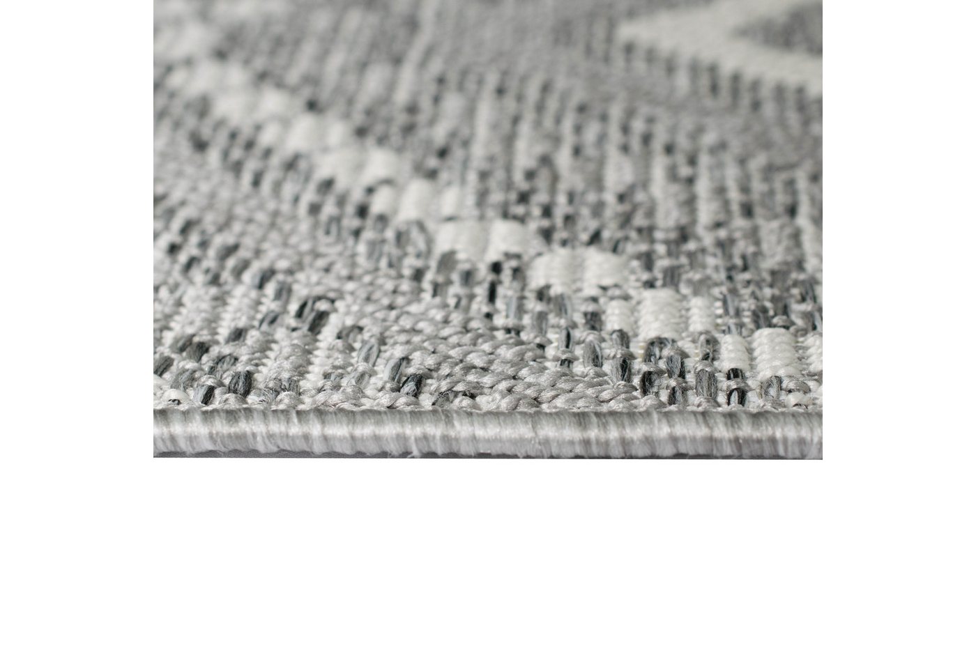 Carpetia Outdoorteppich In- & Outdoor Teppich Sisal Wohnzimmer Rauten Muster grau, rechteckig Bild 2
