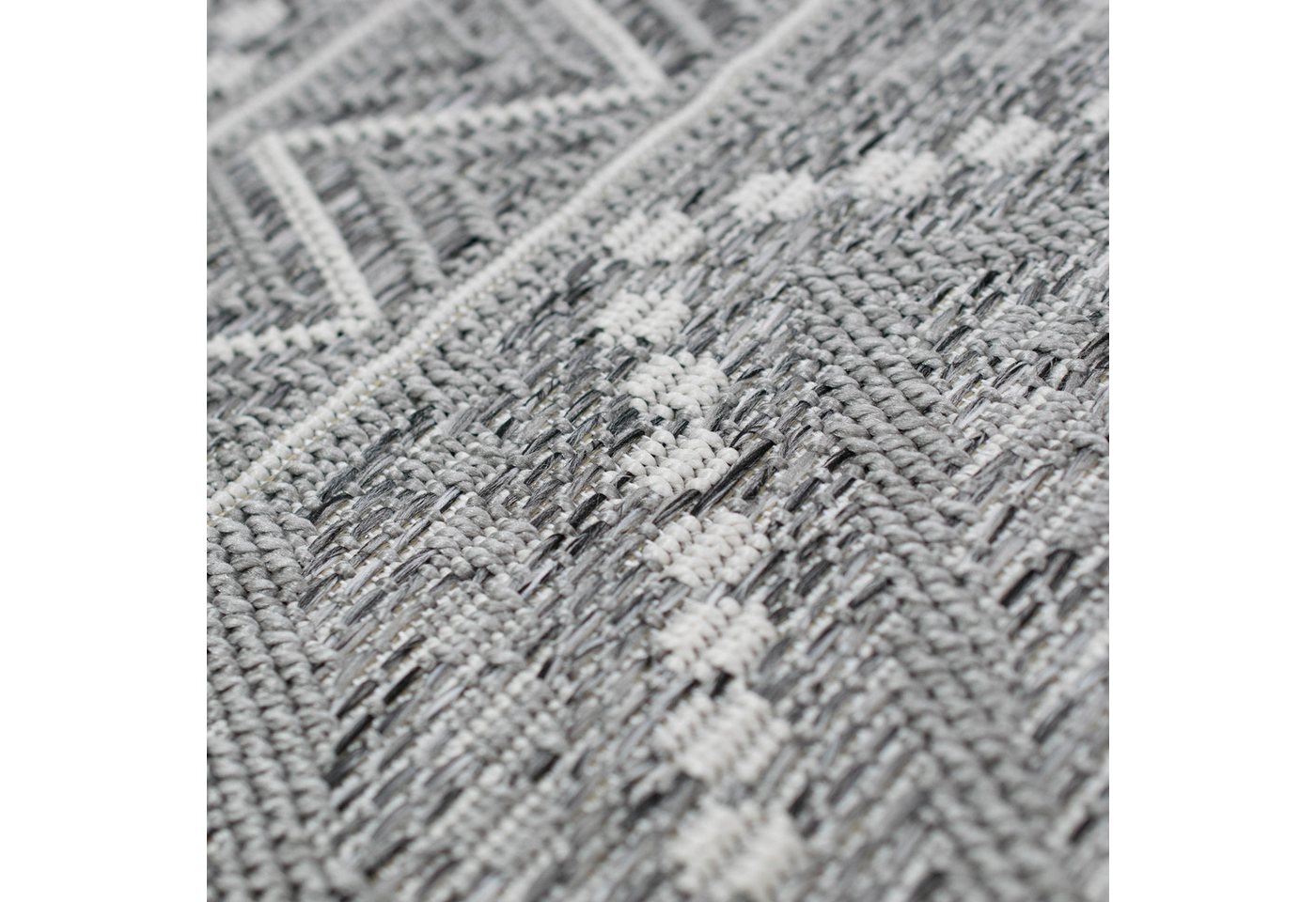 Carpetia Outdoorteppich In- & Outdoor Teppich Sisal Wohnzimmer Rauten Muster grau, rechteckig Bild 3