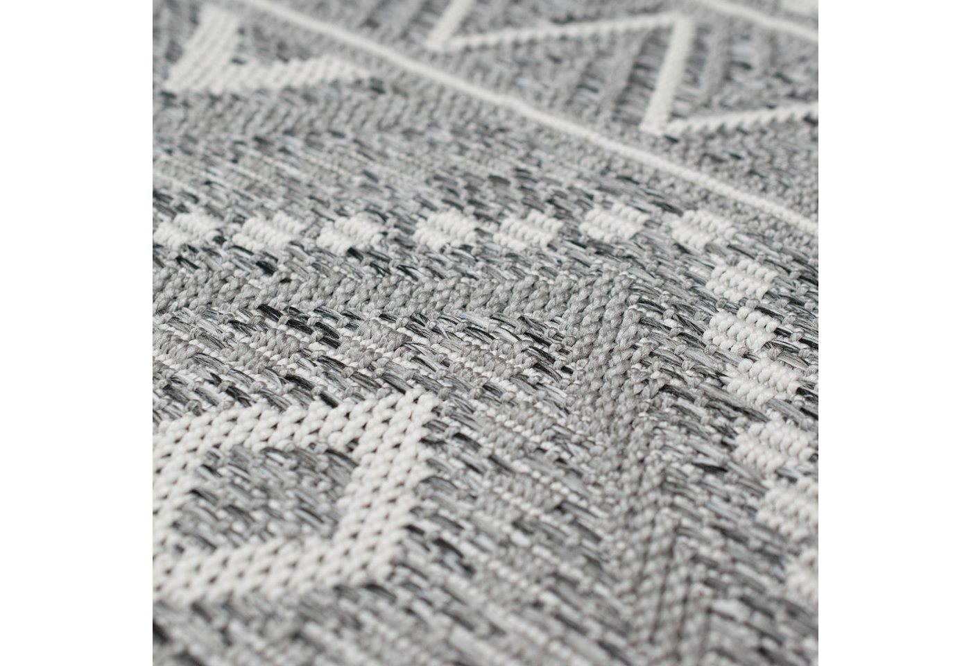 Carpetia Outdoorteppich In- & Outdoor Teppich Sisal Wohnzimmer Rauten Muster grau, rechteckig Bild 4