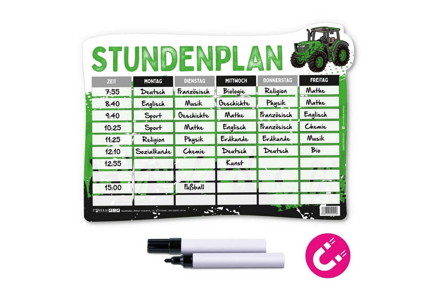 itenga Schülerkalender itenga Stundenplan magnetisch Motiv Traktor 31 x 22,5cm Bild 3
