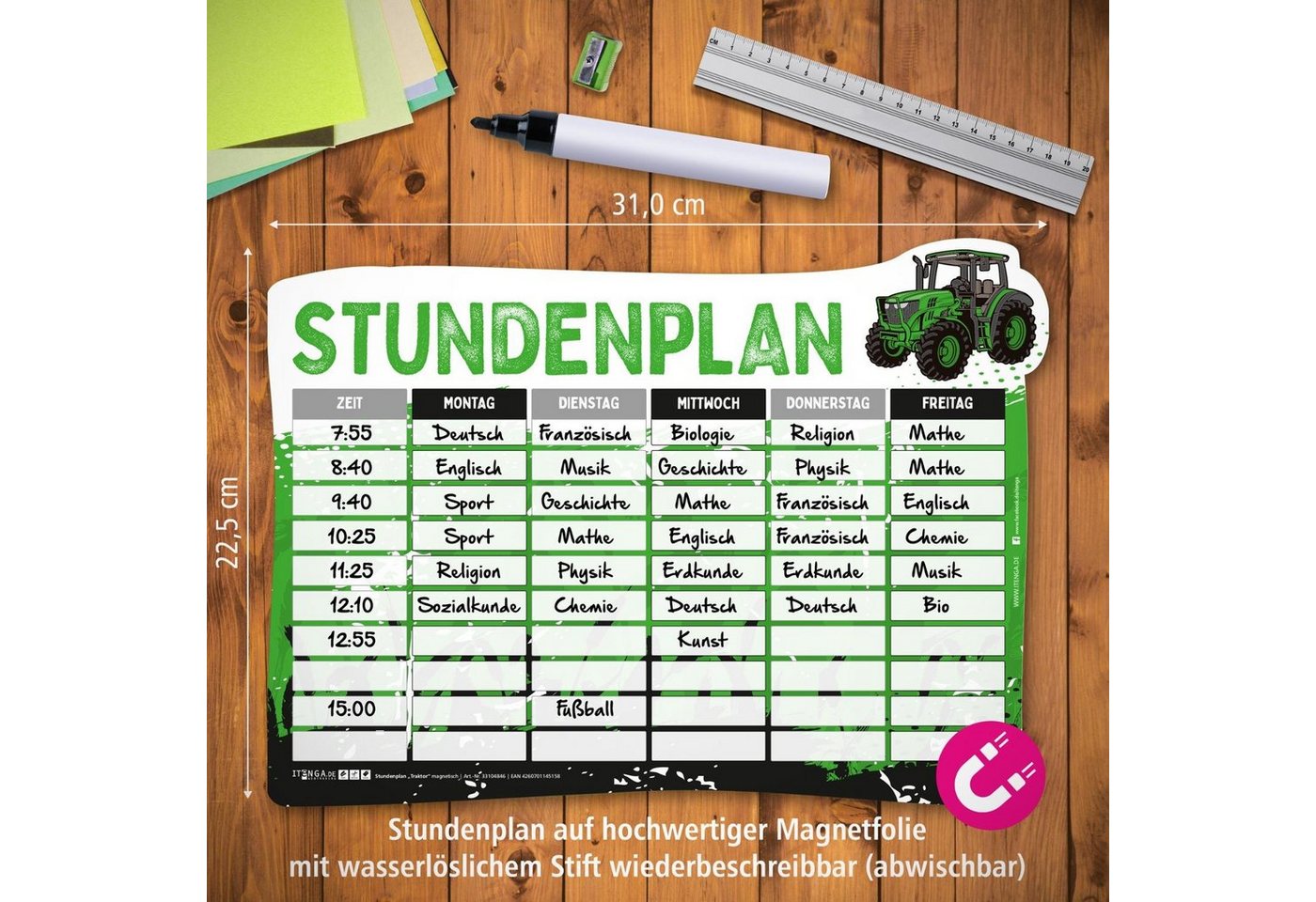 itenga Schülerkalender itenga Stundenplan magnetisch Motiv Traktor 31 x 22,5cm Bild 4