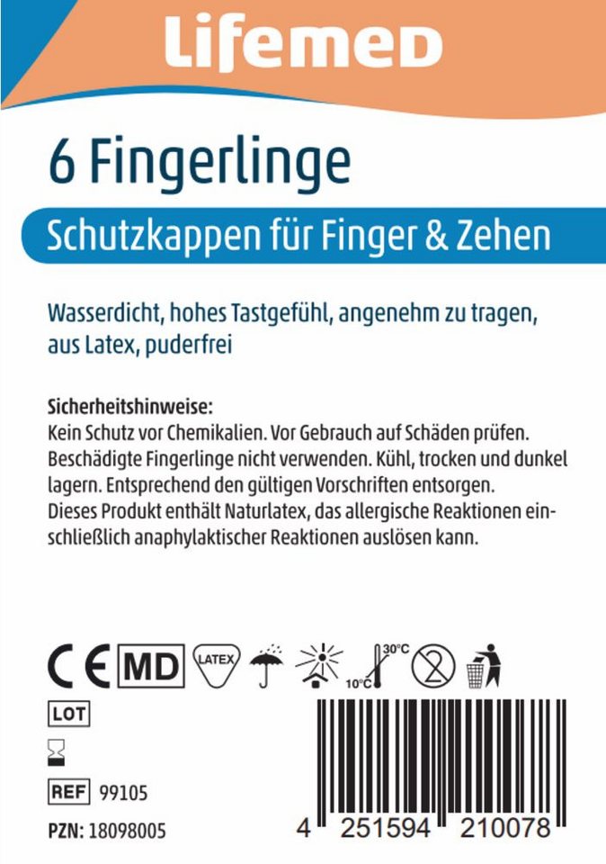 LifeMed Fixierpflaster Lifemed Fingerlinge Universalgröße Classic 6 Stück Bild 4