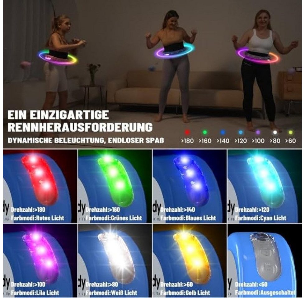 Vivitar Hula-Hoop-Reifen Verstellbarer Hula Hoop Reifen für Erwachsene mit LED-Beleuchtung (einfach zu bedienen, fördert Durchblutung, Koordination & Ganzkörpertraining, Fitnessgerät für Zuhause, Fitnessstudio oder Outdoor, abnehmbar), leise und tragbar, Silikon-Massage-Design für Bauch, Taille, Rücken