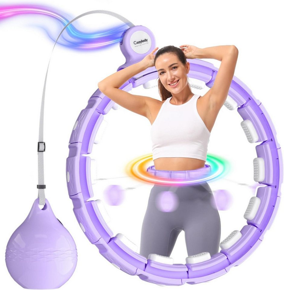 Vivitar Hula-Hoop-Reifen Verstellbarer Hula Hoop Reifen für Erwachsene mit LED-Beleuchtung (einfach zu bedienen, fördert Durchblutung, Koordination & Ganzkörpertraining, Fitnessgerät für Zuhause, Fitnessstudio oder Outdoor, abnehmbar), leise und tragbar, Silikon-Massage-Design für Bauch, Taille, Rücken Bild 4