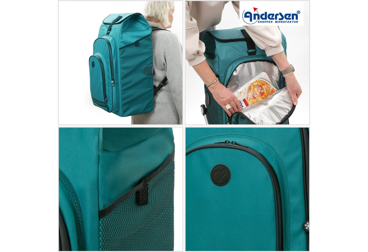 Andersen Einkaufstrolley Royal Shopper Hydro 3.0 petrol, Thermofach 8 Liter, klappbar, belastbar bis 50kg, wasserabweisend Bild 5