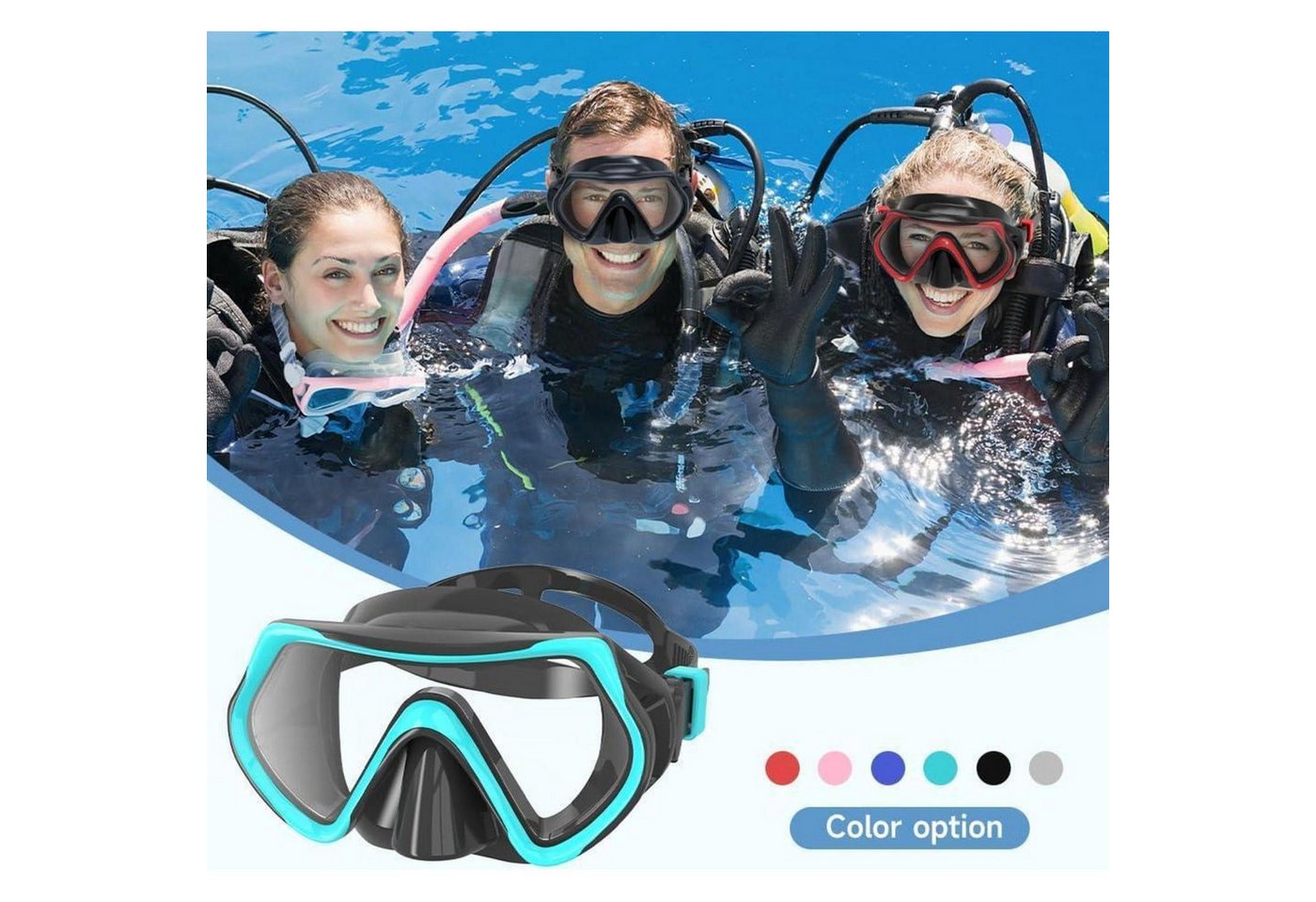 LuxusKollektion Tauchermaske Taucherbrille mit HD Glas für Erwachsene, verstellbares Silikonband Bild 4
