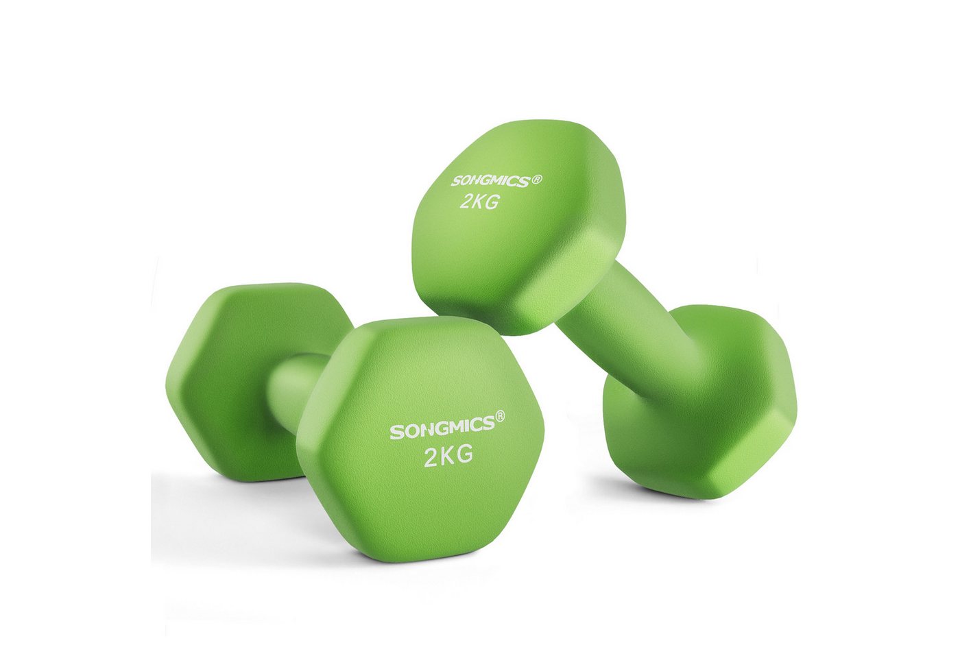 SONGMICS Kurzhantel Hantelset, Kurzhanteln, Hexagon, Neopren-Beschichtung, für Zuhause, (2er Set Neopren-Beschichtung, Hantelset, Kurzhanteln, Hexagon), 2 x 4 kg, Krafttraining, Workout, Fitnesstraining, für Zuhause Bild 2