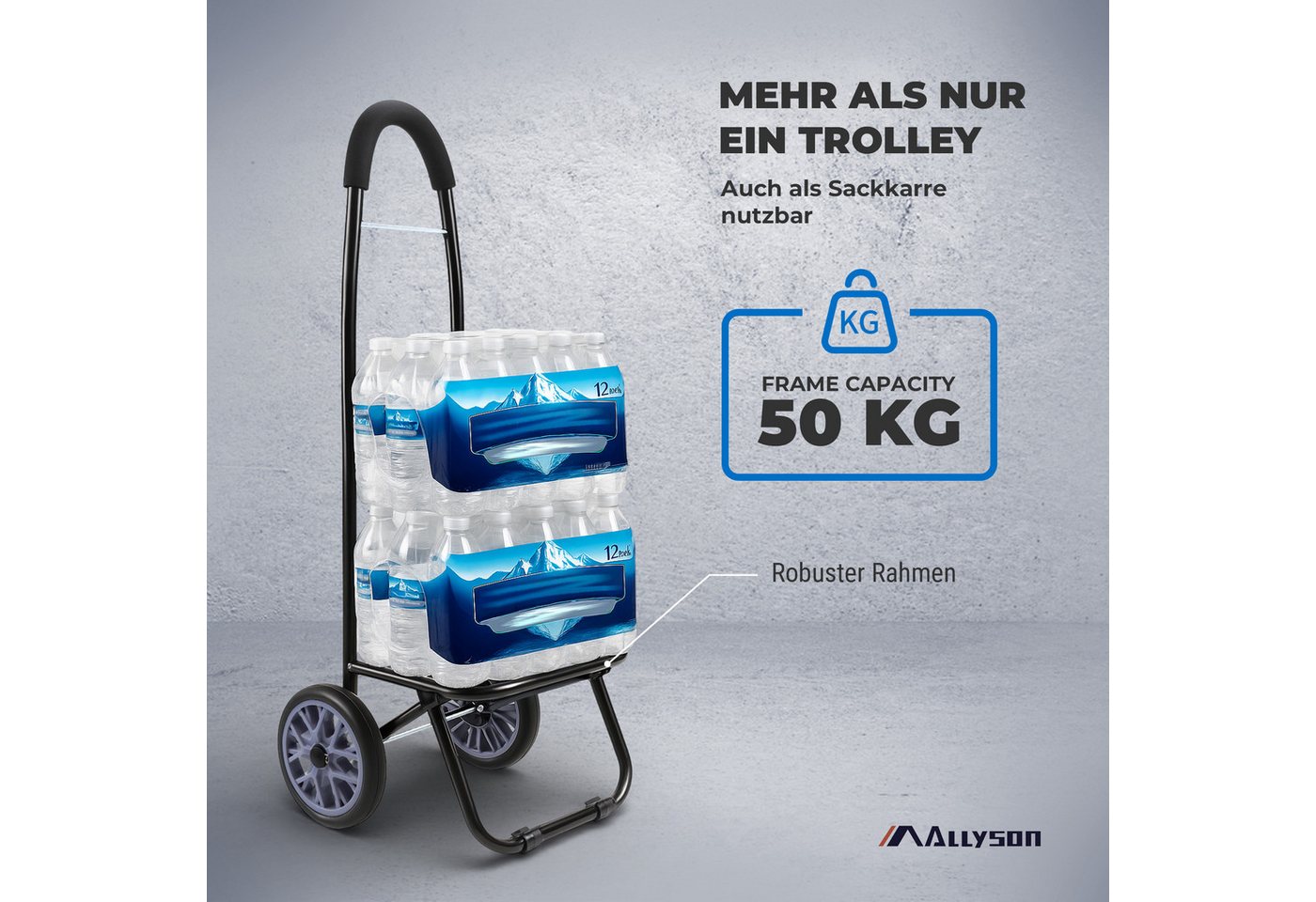 Allyson Einkaufstrolley Klappbarer Shopping Trolley & Einkaufswagen Treppensteiger, 45L Volumen, Kühlfach, Reflektoren, Farbe: Blau, Aluminium-Gestell Bild 5