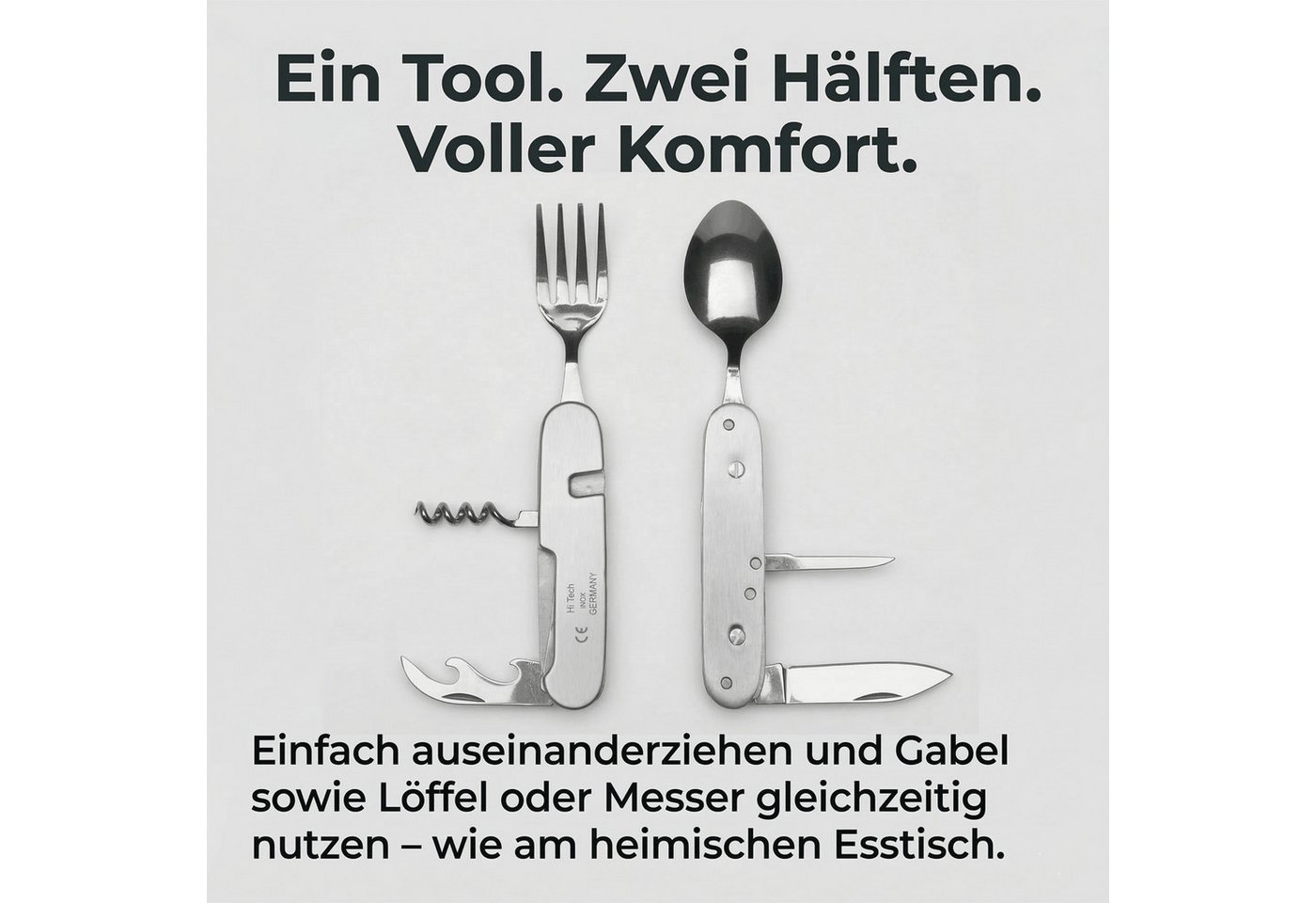May Survival Knife Camping-Besteck - 6-fach Multi-Tool-Besteck - Klapp-Besteck inkl. Bild 5