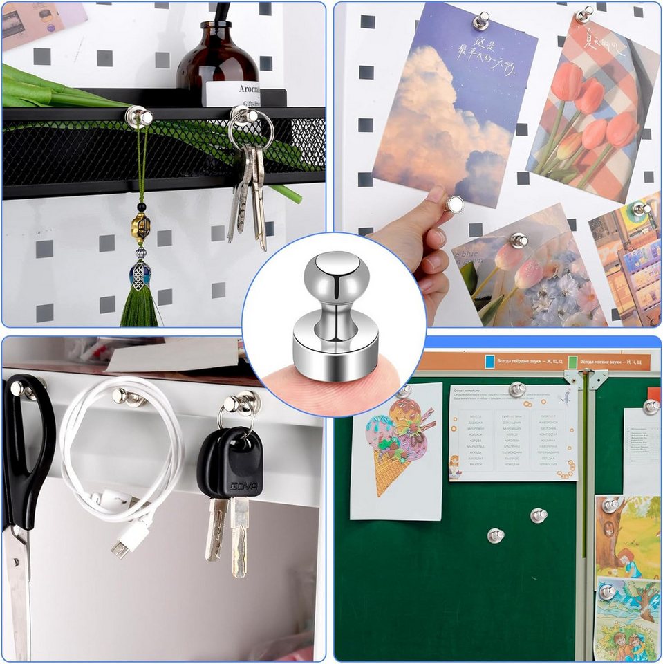 BlingBin Magnet 30 Stück Magnete Stark für Magnettafel, Kühlschrank, Pinnwand (2er Set, 60-St., 1,6*1,2*1,2cm), Neodym Magnete Extra Stark,Tragbare Größe