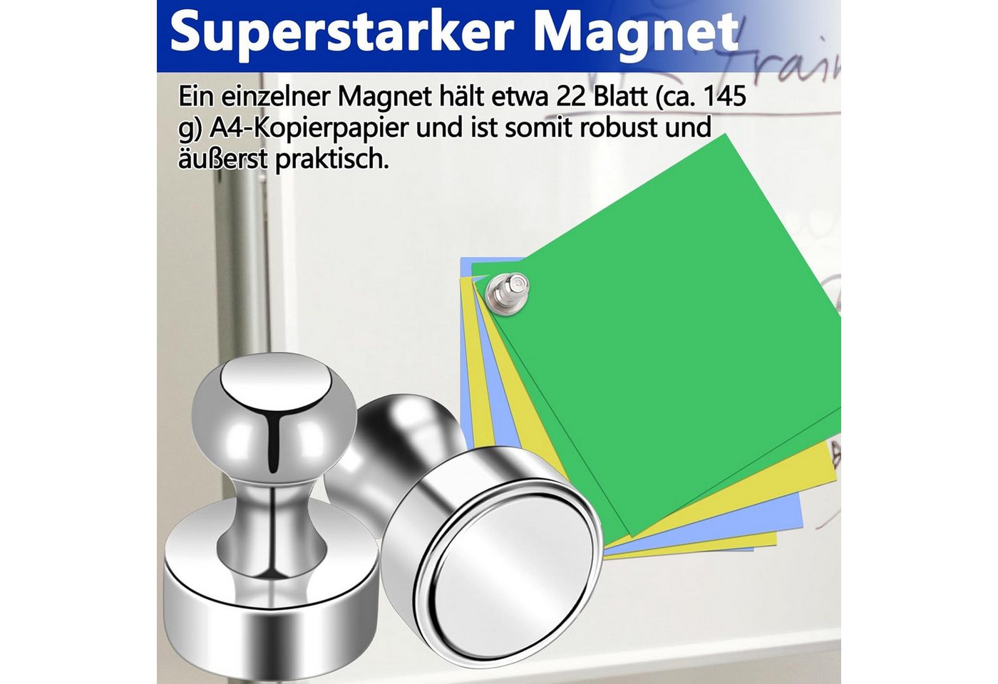 BlingBin Magnet 30 Stück Magnete Stark für Magnettafel, Kühlschrank, Pinnwand (2er Set, 60-St., 1,6*1,2*1,2cm), Neodym Magnete Extra Stark,Tragbare Größe Bild 3