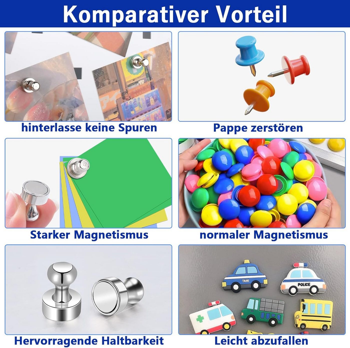 BlingBin Magnet 30 Stück Magnete Stark für Magnettafel, Kühlschrank, Pinnwand (2er Set, 60-St., 1,6*1,2*1,2cm), Neodym Magnete Extra Stark,Tragbare Größe Bild 5