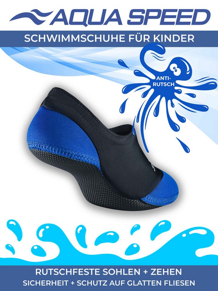 Aqua Speed Neopren-Wassersocken Kinder 30/31 – Wärmend & schnelltrocknend Wasserschuh (Leichte Wassersocken – komfortabel & wasserabweisend, Neopren Wassersocken Schwimmaccessoires) Kinder-Wassersocken in Blau – Perfekt für Pool & Wasserspaß Bild 2