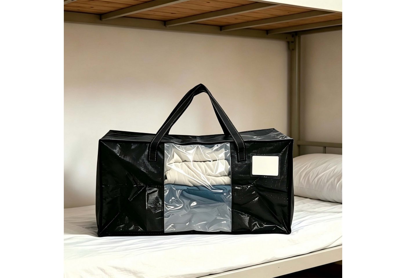 relaxdays Aufbewahrungstasche Umzugstasche 100 Liter, schwarz, 4er Pack Bild 2