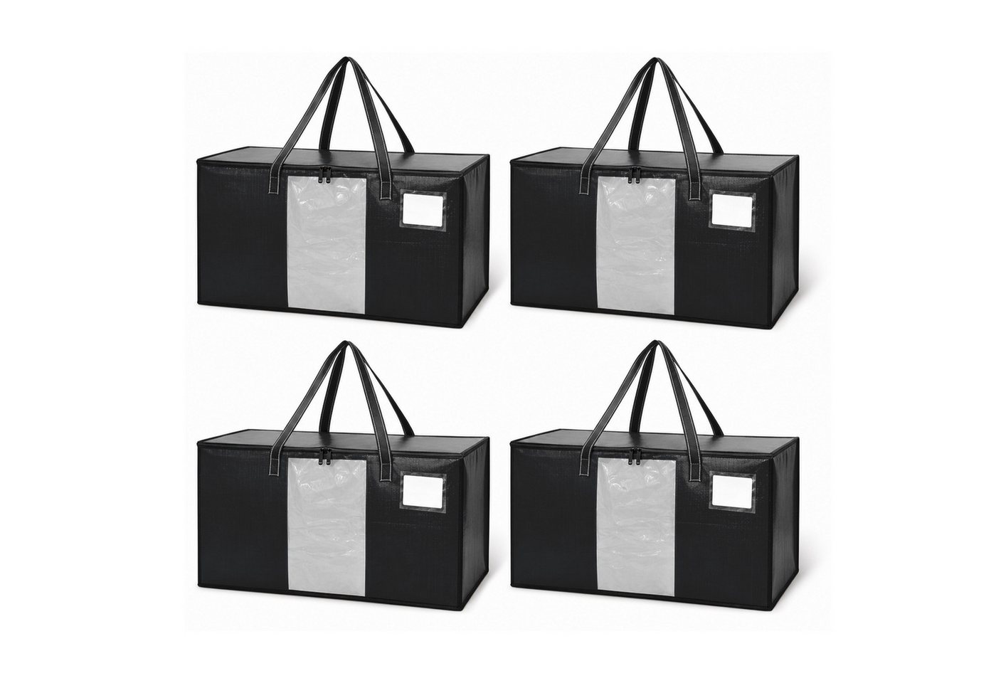 relaxdays Aufbewahrungstasche Umzugstasche 100 Liter, schwarz, 4er Pack Bild 4