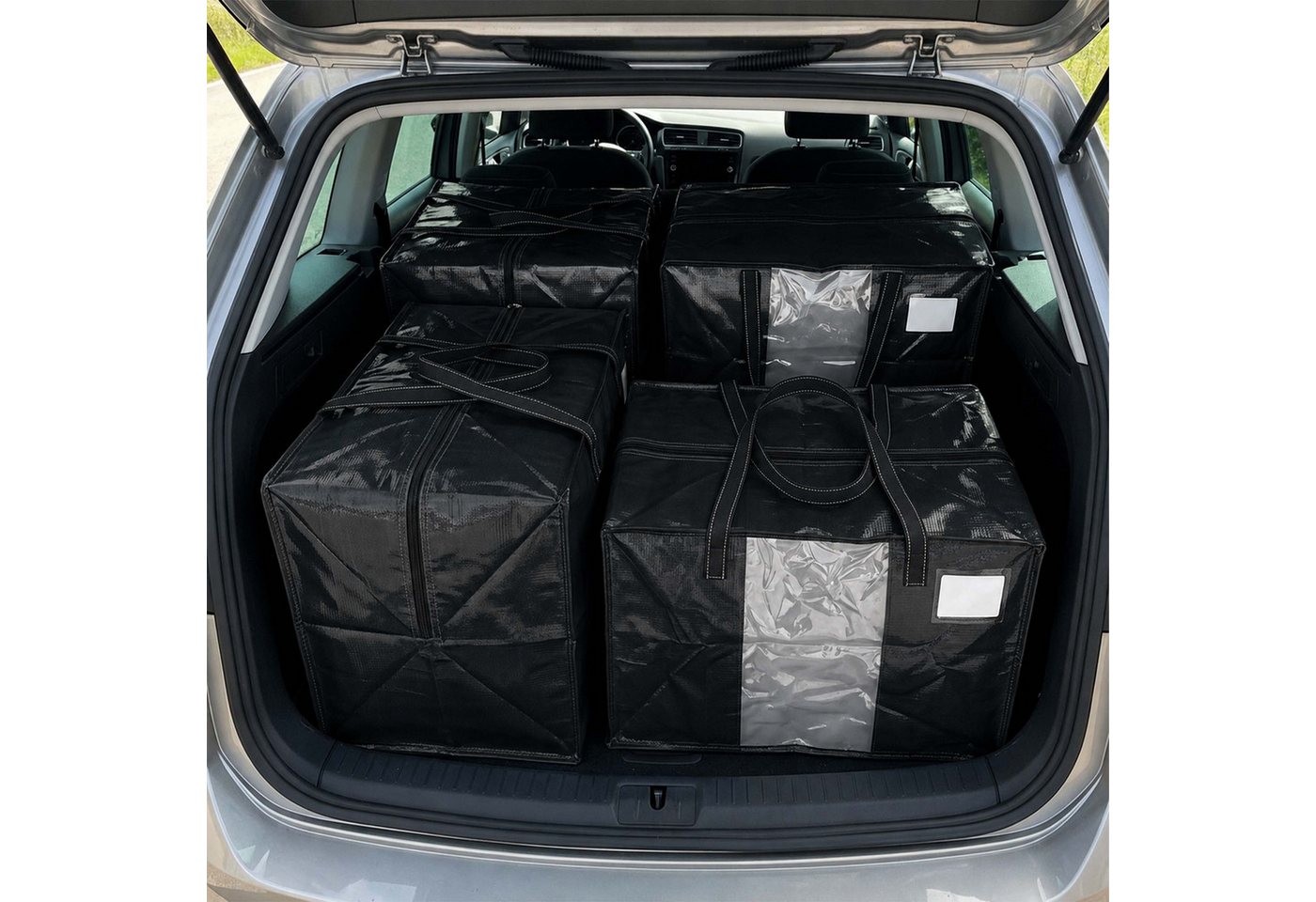 relaxdays Aufbewahrungstasche Umzugstasche 100 Liter, schwarz, 4er Pack Bild 5