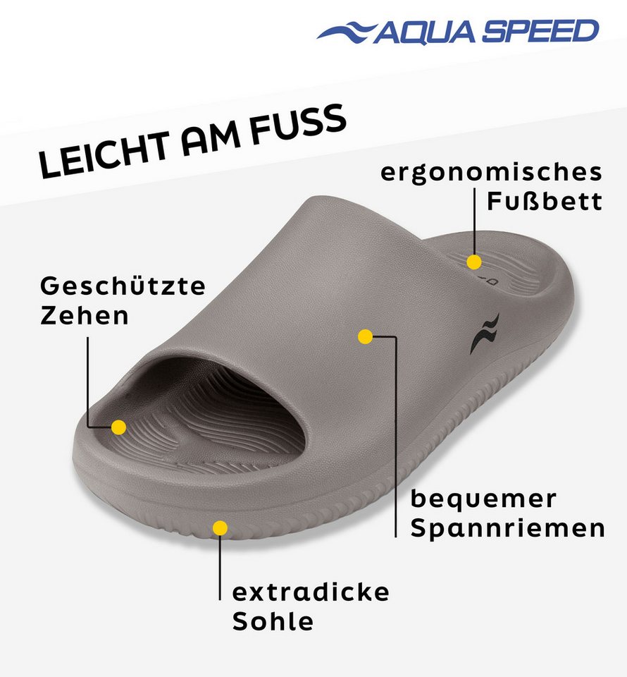 Aqua Speed Toledo Badelatschen dicke Sohle Wellness + Mikrofaserhandtuch Badepantolette (Komfortable Slides – perfekt für Fitnessstudio, Sauna und Reisen) Komfort-Slides für Spa, Balkon und Spaziergänge in Strandnähe Bild 4
