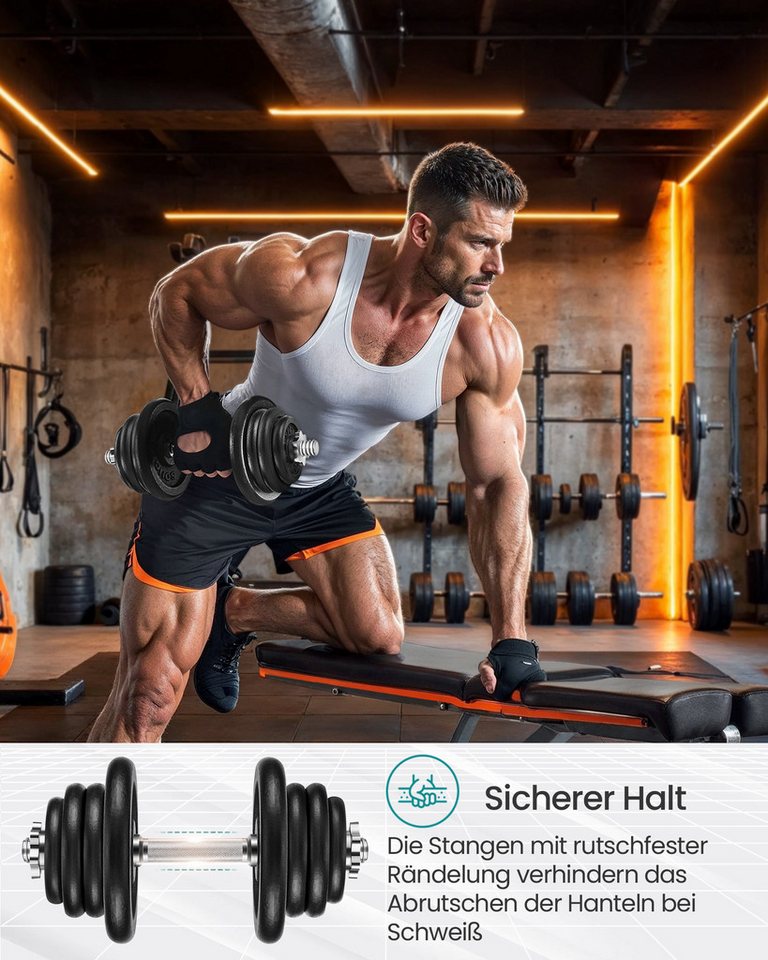 SONGMICS Hantel-Set verstellbares Hantelset aus Gusseisen, Kurzhanteln für Workout, 2 x 25 kg, aus Gusseisen, verstellbar, für Zuhause