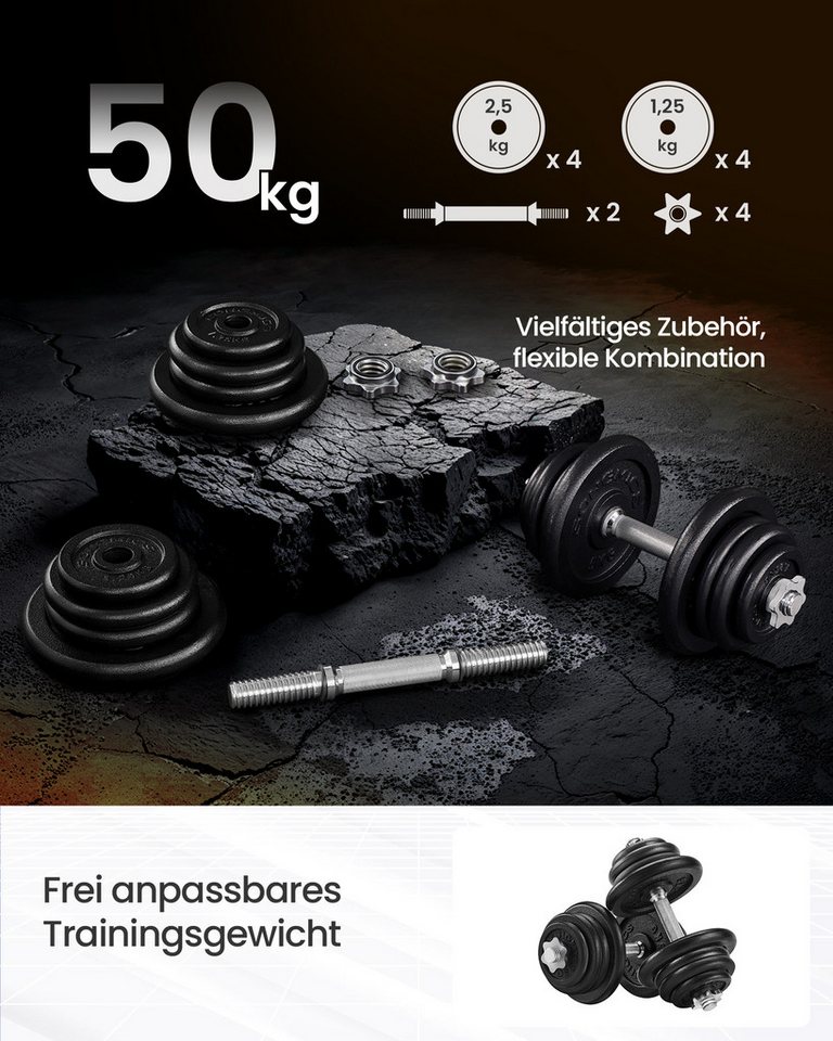 SONGMICS Hantel-Set verstellbares Hantelset aus Gusseisen, Kurzhanteln für Workout, 2 x 25 kg, aus Gusseisen, verstellbar, für Zuhause Bild 5