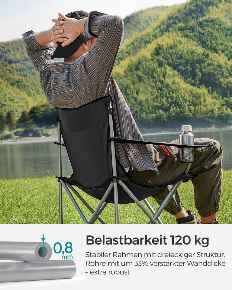 SONGMICS Campingstuhl Klappstuhl für Outdoor, Angelstuhl mit Armlehnen und Getränkehalter, 2er Set, tragbar, klappbar, bis 120 kg belastbar, für Camping, Garten Bild 5