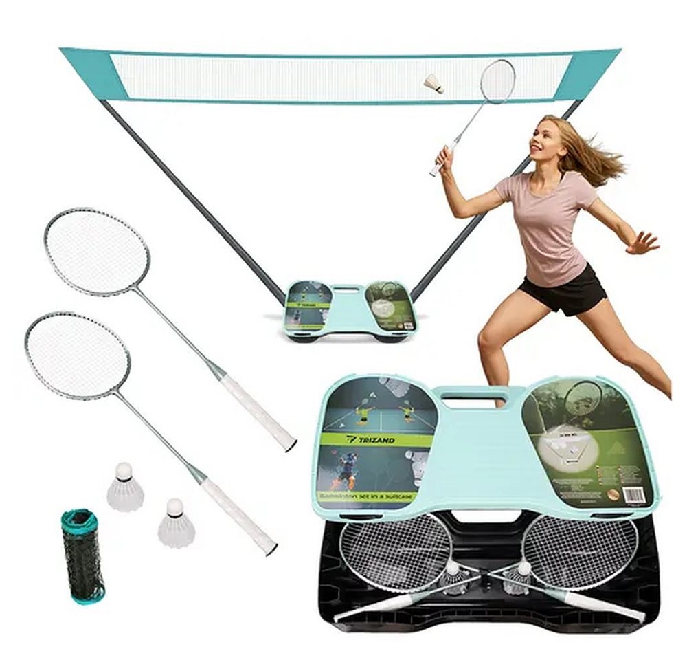 Trizand Badmintonschläger Federballset Gartenspiel Freizeitset, (Spar-Set, 2-tlg., 285 x 155 cm komplett), Set mit Netz, Koffer, Aluschläger, 285 cm Bild 2