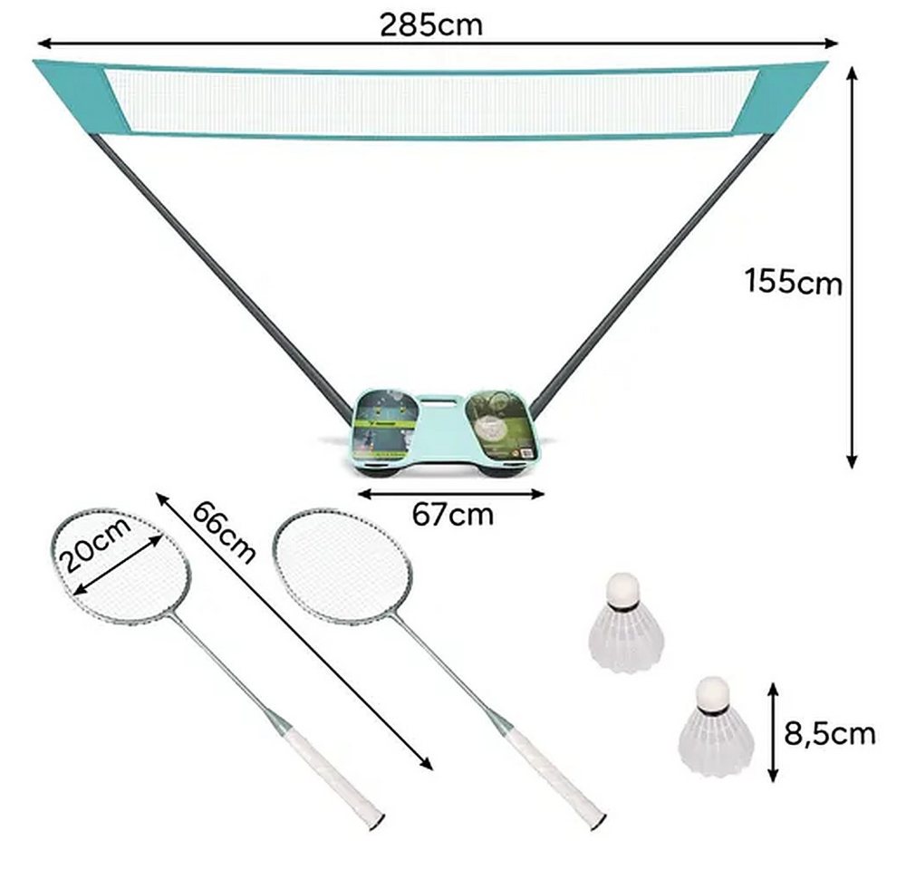Trizand Badmintonschläger Federballset Gartenspiel Freizeitset, (Spar-Set, 2-tlg., 285 x 155 cm komplett), Set mit Netz, Koffer, Aluschläger, 285 cm Bild 3