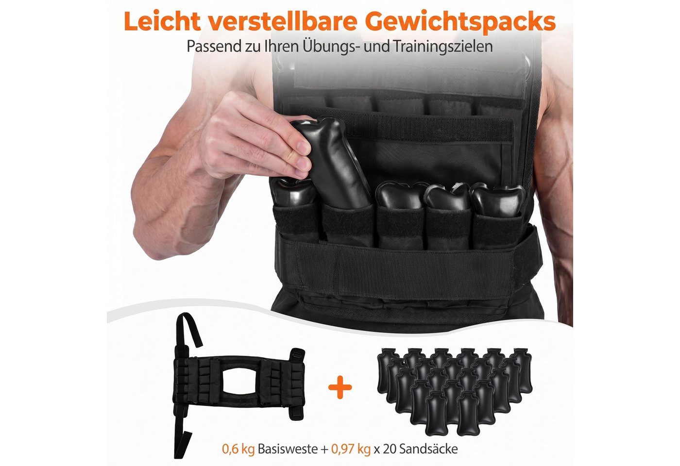 COSTWAY Gewichtsweste, 20/30 kg, Fitnessweste für Krafttraining