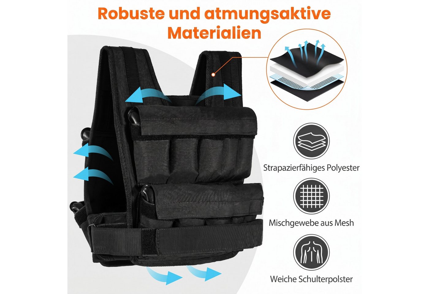 COSTWAY Gewichtsweste, 20/30 kg, Fitnessweste für Krafttraining Bild 4