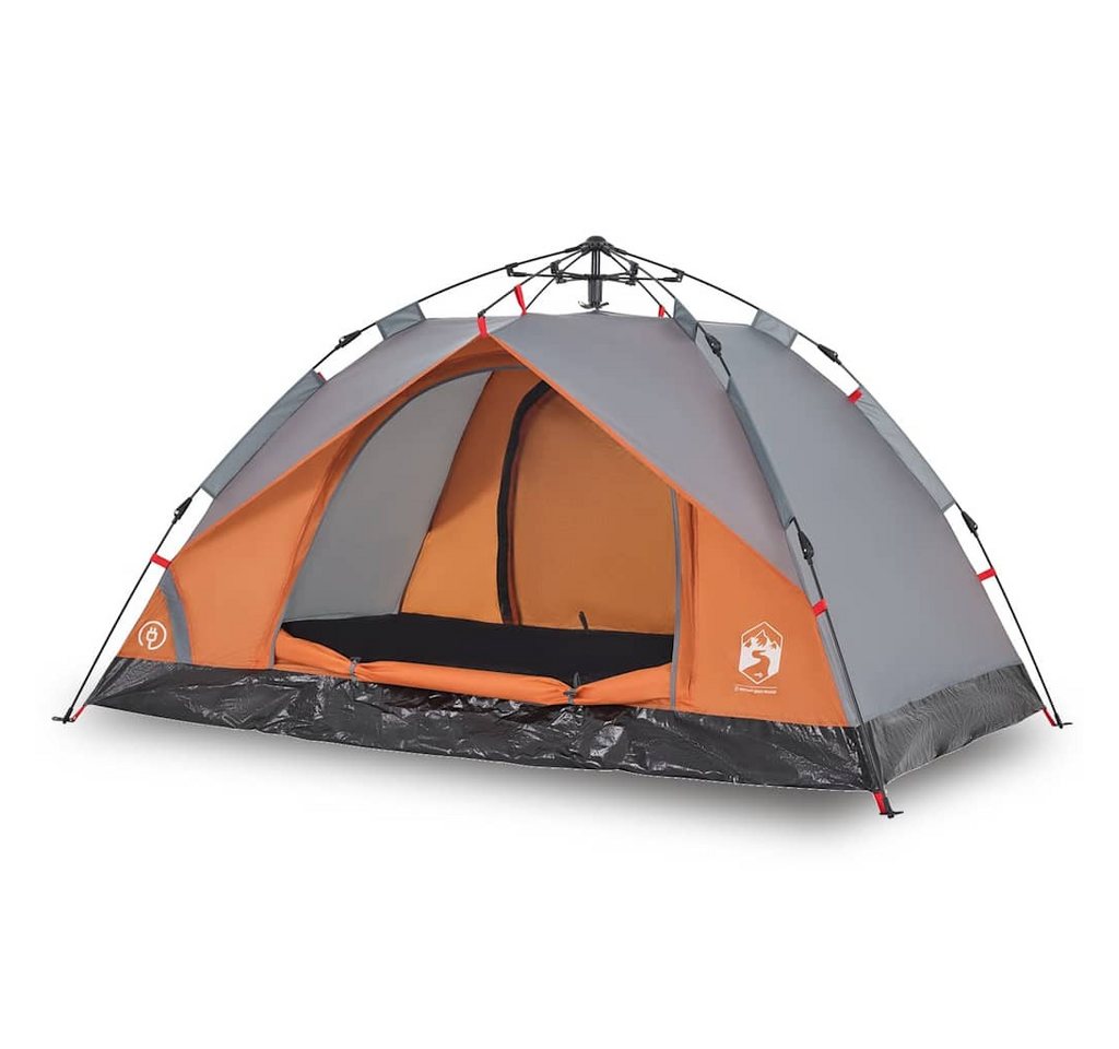 furnicato Faltzelt Campingzelt Kuppel 210x200x135 cm Grau-Orange, (1 tlg), Wetterfestes Familienzelt mit E-Anschluss und integrierten Netzwänden Bild 3
