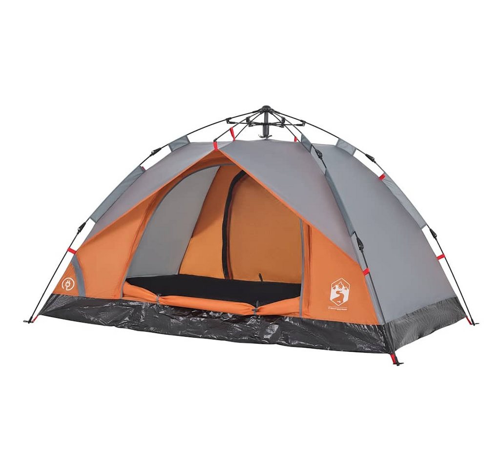furnicato Faltzelt Campingzelt Kuppel 210x200x135 cm Grau-Orange, (1 tlg), Wetterfestes Familienzelt mit E-Anschluss und integrierten Netzwänden Bild 4