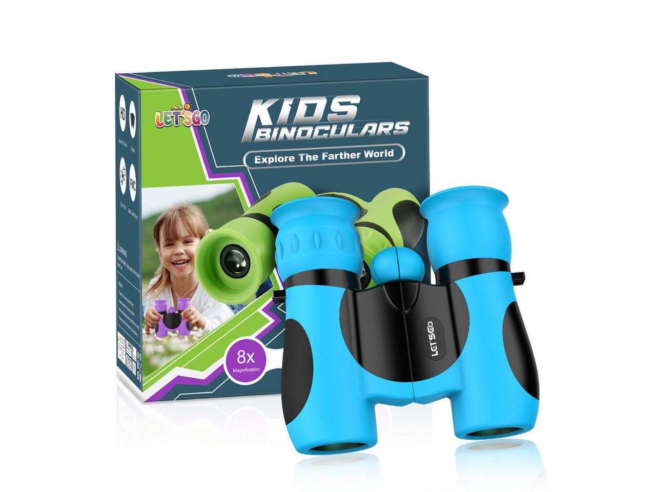 Wootoy Outdoor-Spielzeug Fernglas für Kinder Binokular Fernglas Kinderfernglas (mit Großes Objektiv Fokussierrad und Dioptrienausgleich) Bild 4