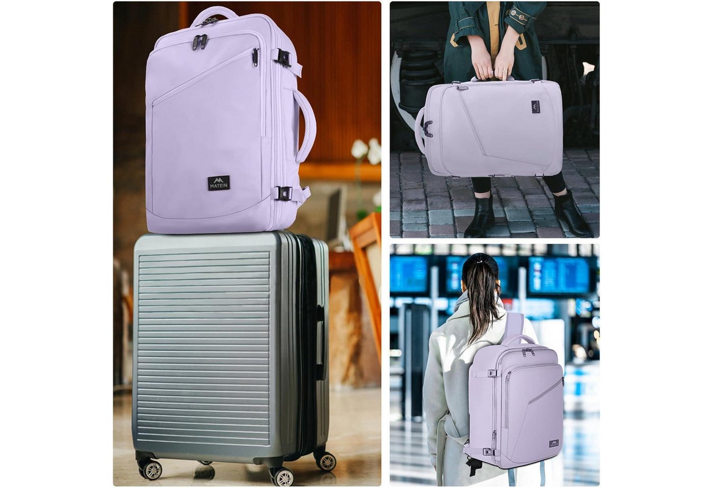LuxusKollektion Handgepäckkoffer Handgepäck Rucksack 40x30x20 Damen Ryanair 40x30x20cm Helllila Bild 3