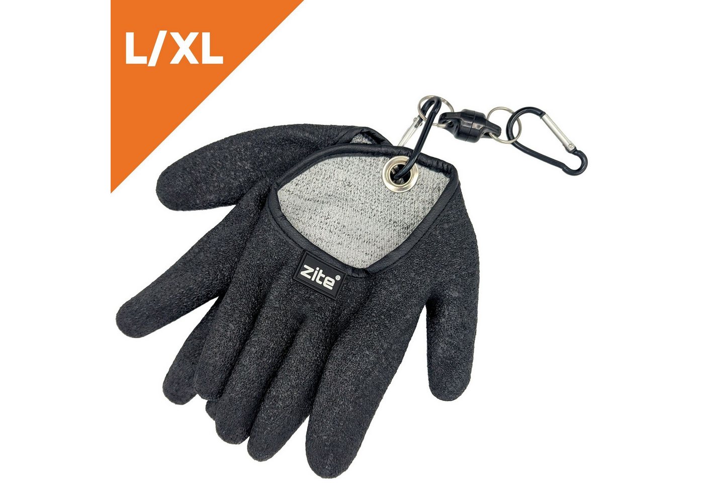 Zite Angelhandschuhe Landehandschuhe 2 Gr. mit Magnet-Karabiner Rutschhemmend & Robust